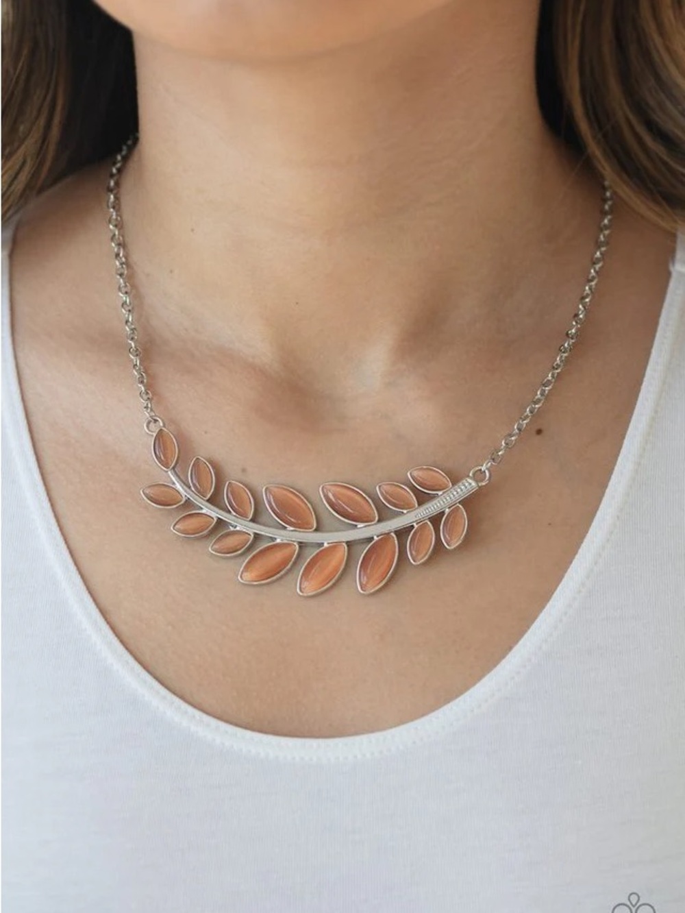 Paparazzi Jewelry - Frosted Foliage Orange Necklace